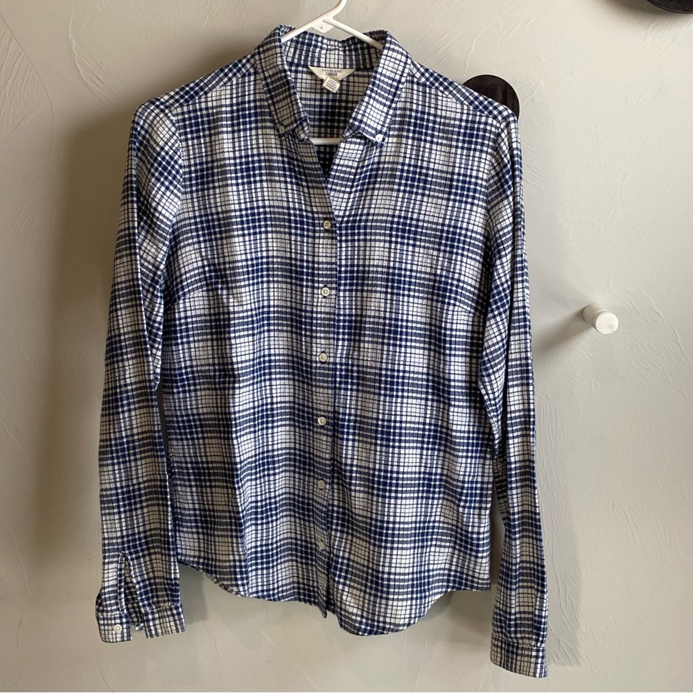 Blue and White Checkered Blouse